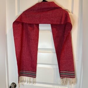 Red Wool Scarf with Fringe